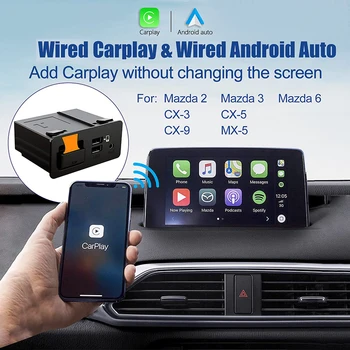 CRUIOLUT com Fio Apple CarPlay Android Automático USB Retrofit Kit Adaptador Hub Inteligente Caixa de OEM para Mazda 2 3 6 CX5 CX3 CX9 MX-5 2014-2020