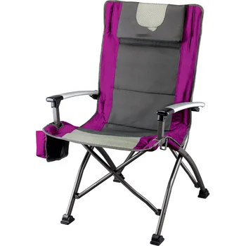 Encosto alto Cadeira de Acampamento, cor-de-Rosa com Cupholder, Bolso e cabeça, Adultos