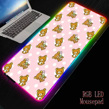 Korilakkuma Design RGB Secretária Tapete de Iluminação LED Mousepad Grande de Jogos de Tapetes Legal Tapete 350X600/400x900MM Xxl Tapis Souris