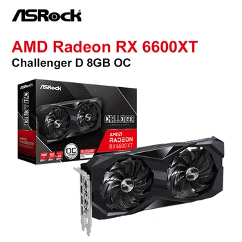 Novo ASRock Radeon RX 6600 XT Challenger D 8GB OC Placa Gráfica RX6600XT GDDR6 128 Cartões de Vídeo de GPU DeskTop AMD placa de vídeo