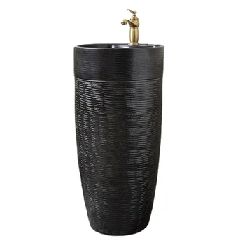 Pavimento-Tipo Pedestal Integrado Da Bacia Cerâmica Casa De Banho Lavatório Pátio Ao Ar Livre Retro Coluna Lavatório