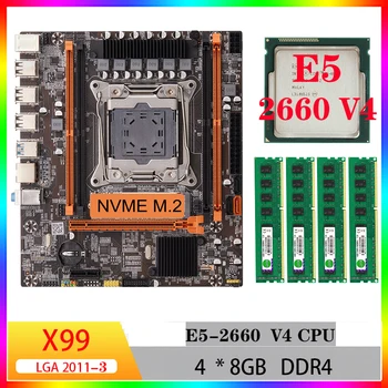 Placa-mãe kit combo kit x99 xeon e5 2660 v4 cpu 32GB de Memória ddr4 combo kit gamer computador kits para x99 de cooler de jogos de pc