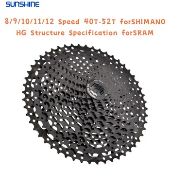SOL Preto MTB Bicicleta Cassete K7 8/9/10/11/12 Velocidade de 40T-52T forSHIMANO HG Especificação de Estrutura de forSRAM Bicicleta roda Livre
